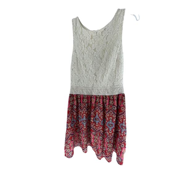 Speechless White Lace Red Printed Sleeveless Mini Dress Junior's Size 11 - Picture 1 of 7